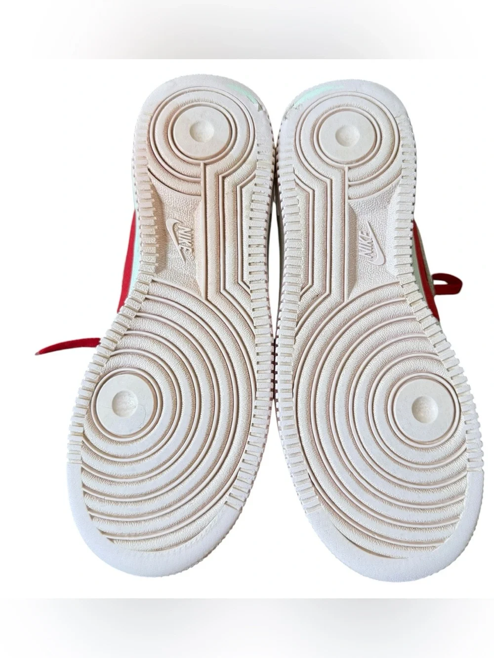 Nike By You Customization Air Force 1 Mid Sneakers White Red and Pink Sz 5.5
